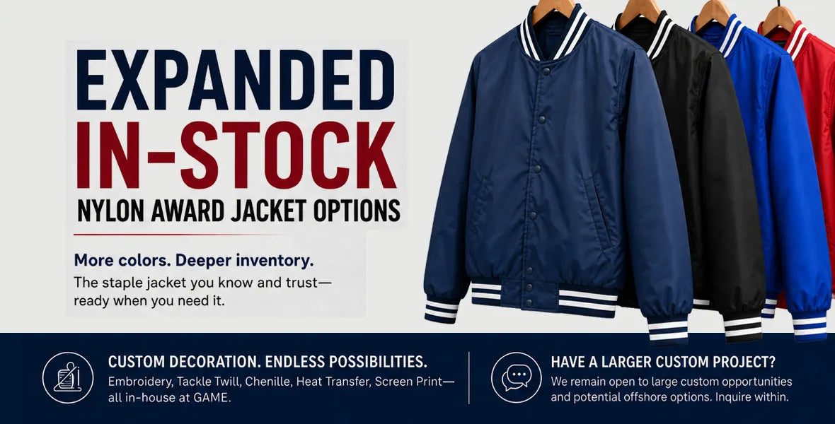GAME Expands In-Stock Nylon Award Jacket Options