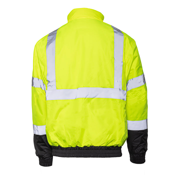 1320E - THE ECONO HI-VIS BLACK BOTTOM BOMBER JACKET, back