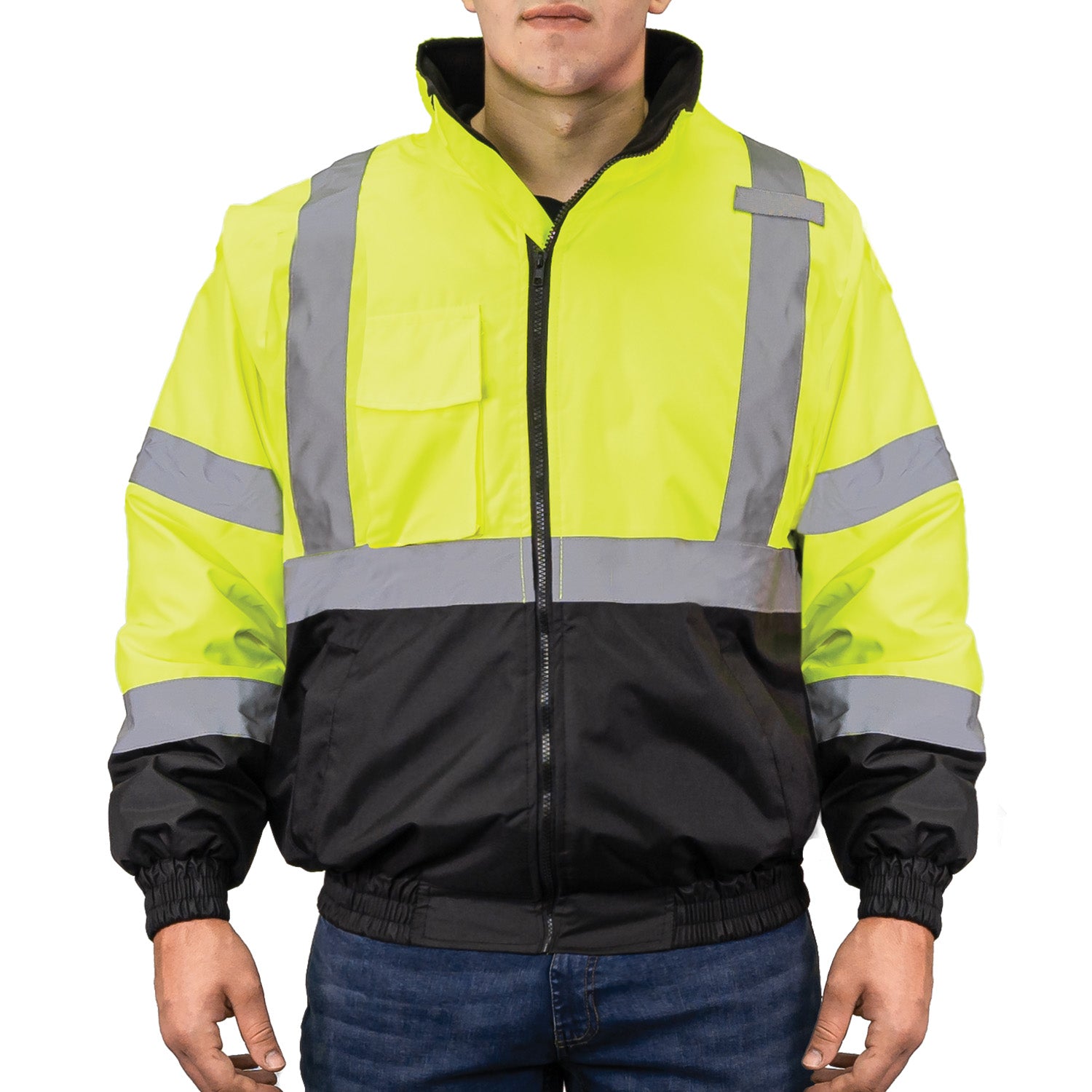 1320E - THE ECONO HI-VIS BLACK BOTTOM BOMBER JACKET – Game Apparel