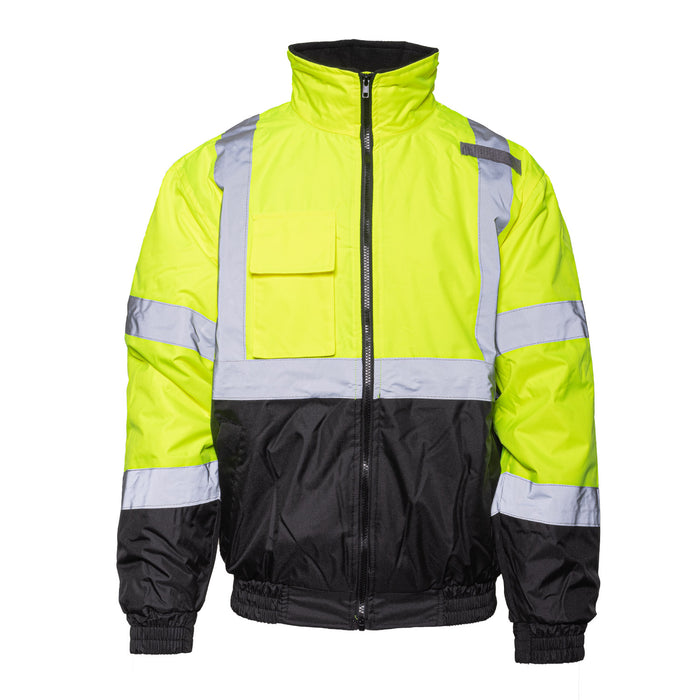 1320E - THE ECONO HI-VIS BLACK BOTTOM BOMBER JACKET, front