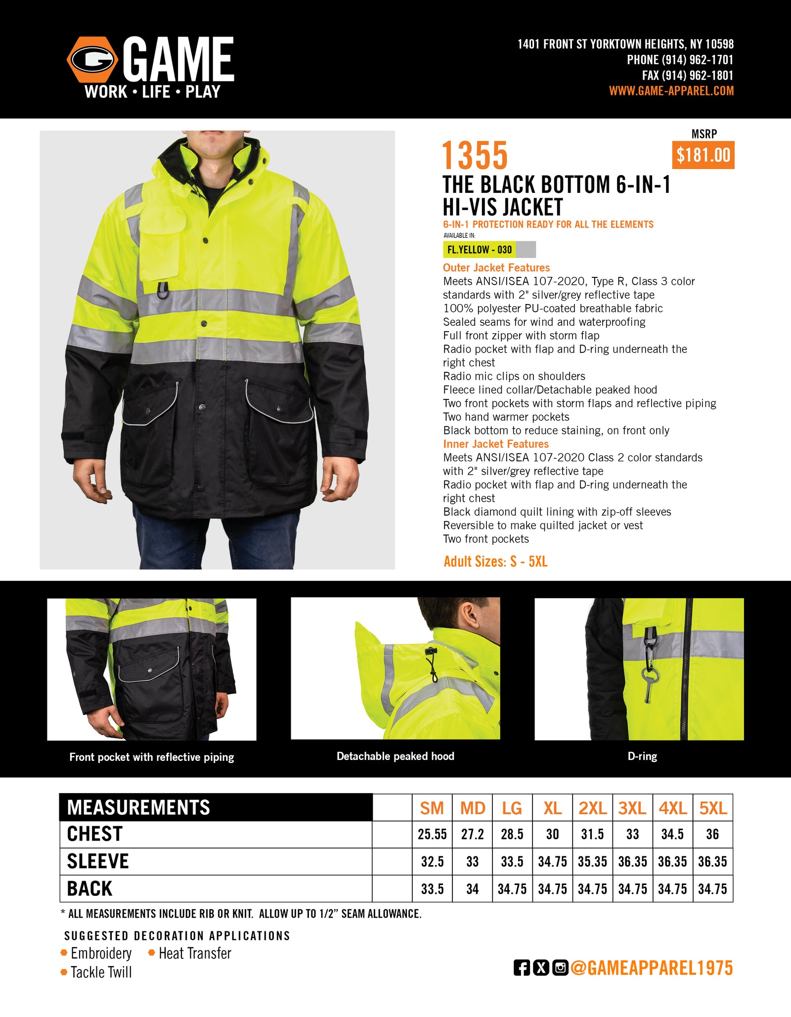 1355 - THE BLACK BOTTOM 6-IN-1 HI-VIS JACKET spec sheet