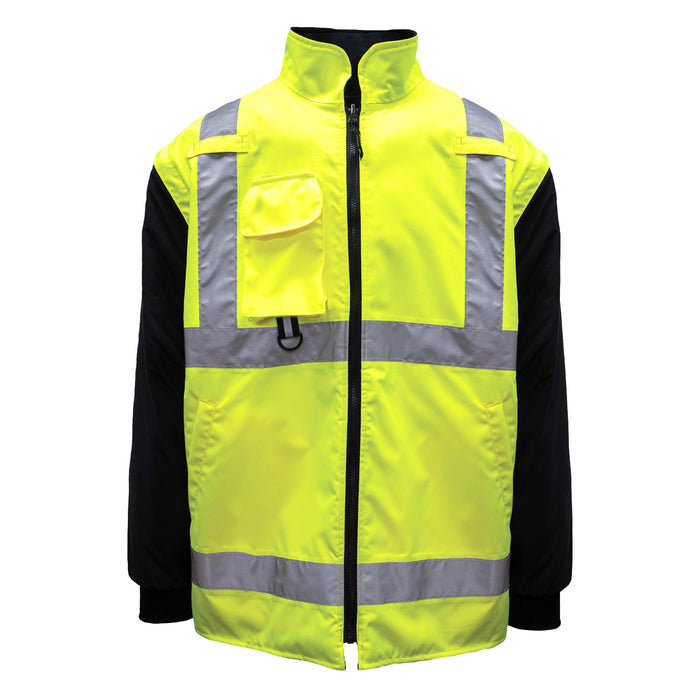 1365 - THE DELUXE 4-IN-1 CONVERTIBLE HI-VIS JACKET, front