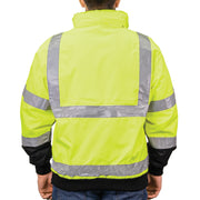 1370 - THE MUNICIPALITY HI-VIS  BOMBER JACKET WITH HIDEAWAY HOOD
