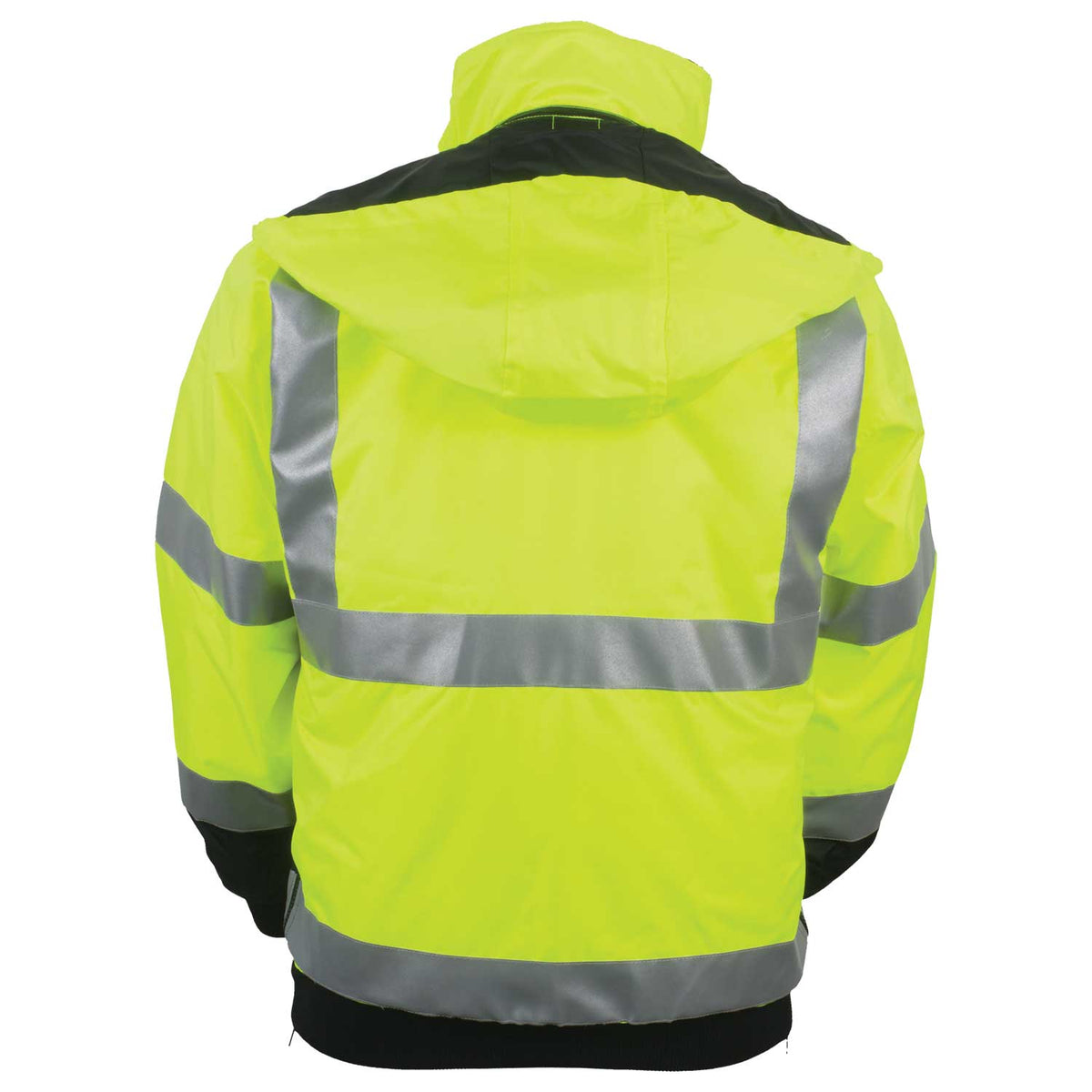 1370 - THE MUNICIPALITY HI-VIS  BOMBER JACKET WITH HIDEAWAY HOOD
