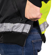 1370 - THE MUNICIPALITY HI-VIS  BOMBER JACKET WITH HIDEAWAY HOOD