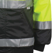 1370 - THE MUNICIPALITY HI-VIS  BOMBER JACKET WITH HIDEAWAY HOOD