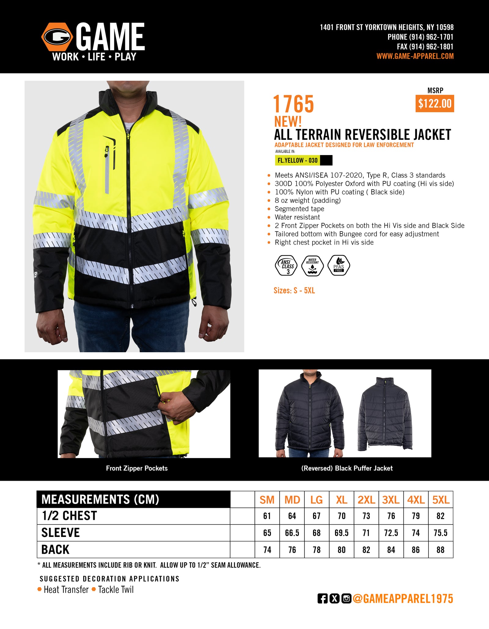 1765 - THE ALL TERRAIN REVERSIBLE JACKET spec sheet
