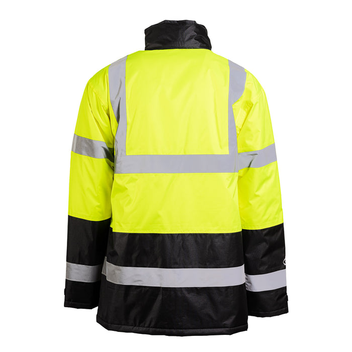 1865E - THE HI-VIS CLASS 3 BLACK BOTTOM PARKA, back