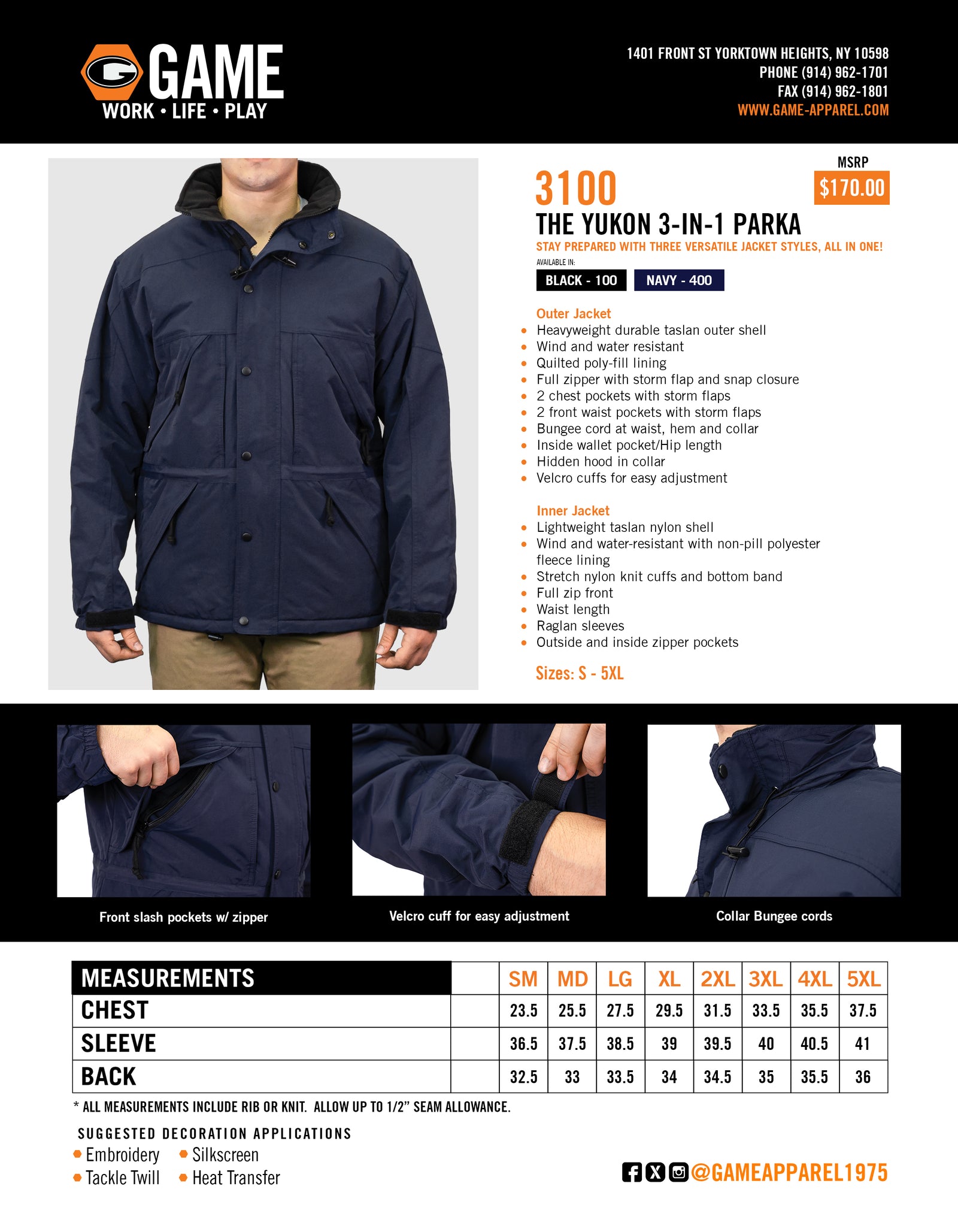 3100 - THE YUKON 3-IN-1 JACKET spec sheet