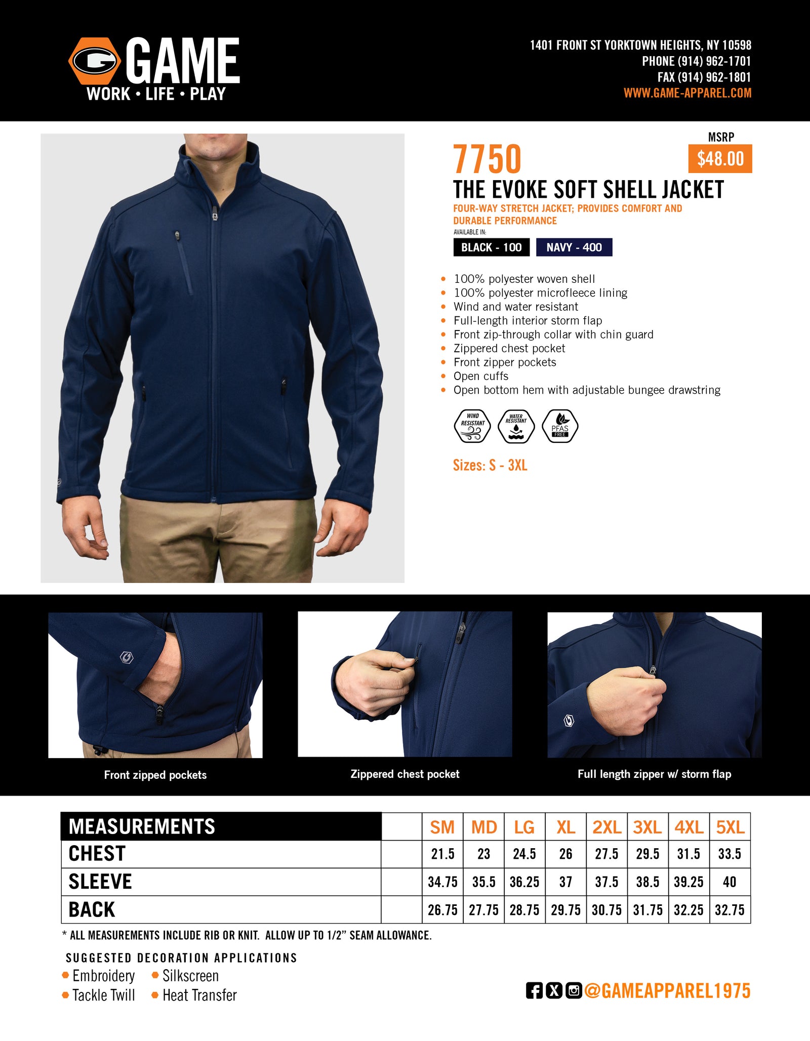 7750 - THE EVOKE SOFT SHELL JACKET spec sheet