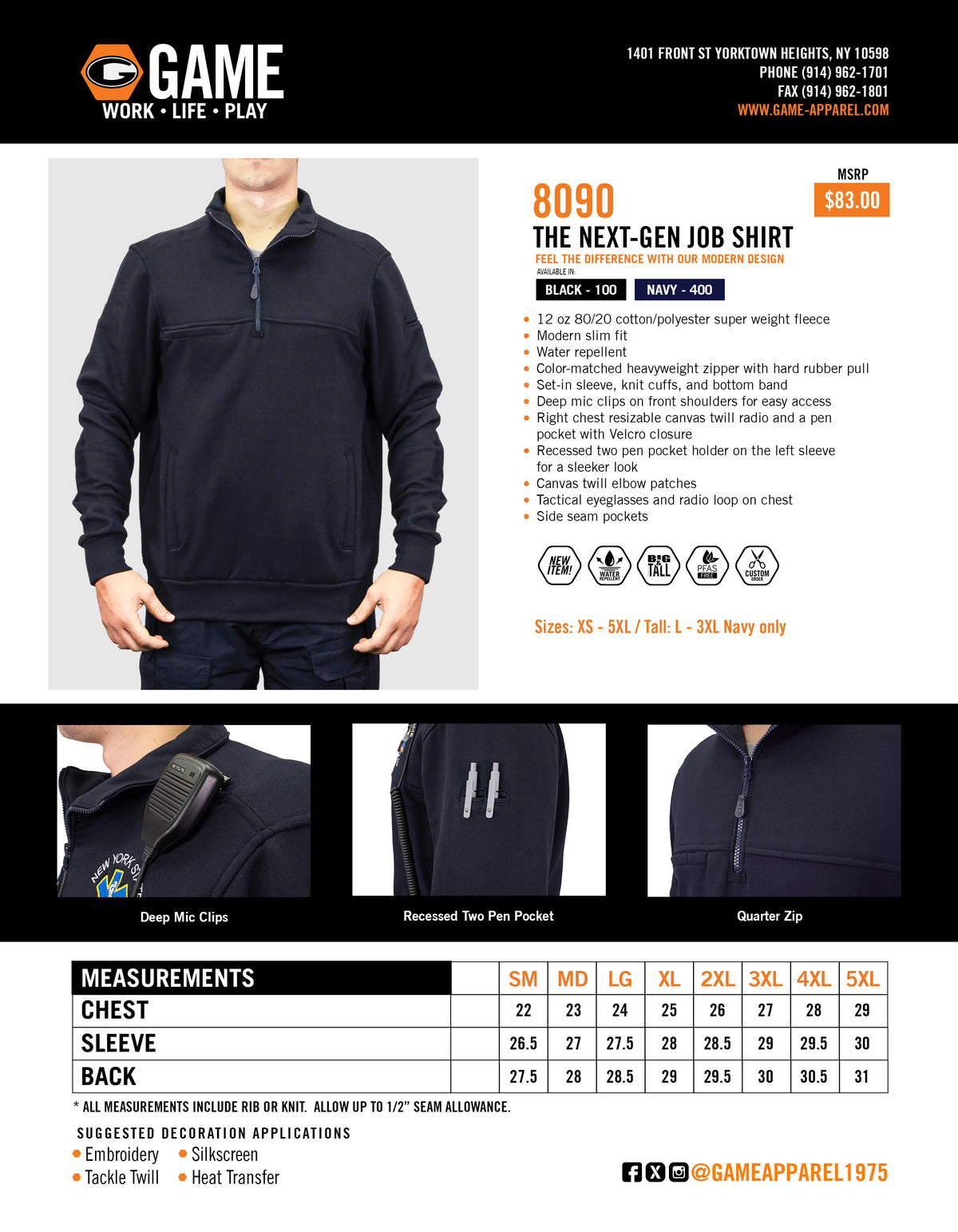 8090 - THE NEXT-GEN SUPREME JOB SHIRT spec sheet