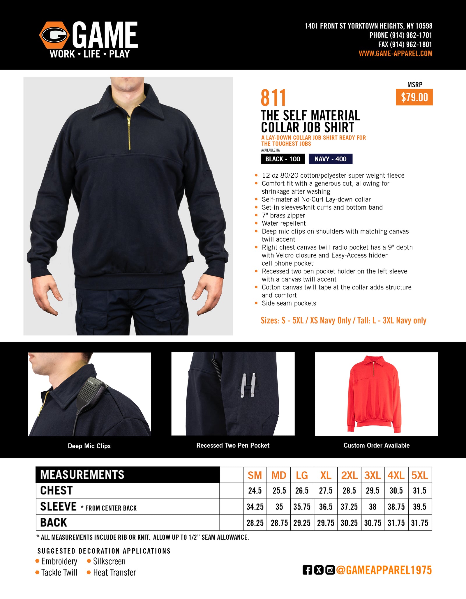 811 - THE SELF MATERIAL COLLAR JOB SHIRT spec sheet