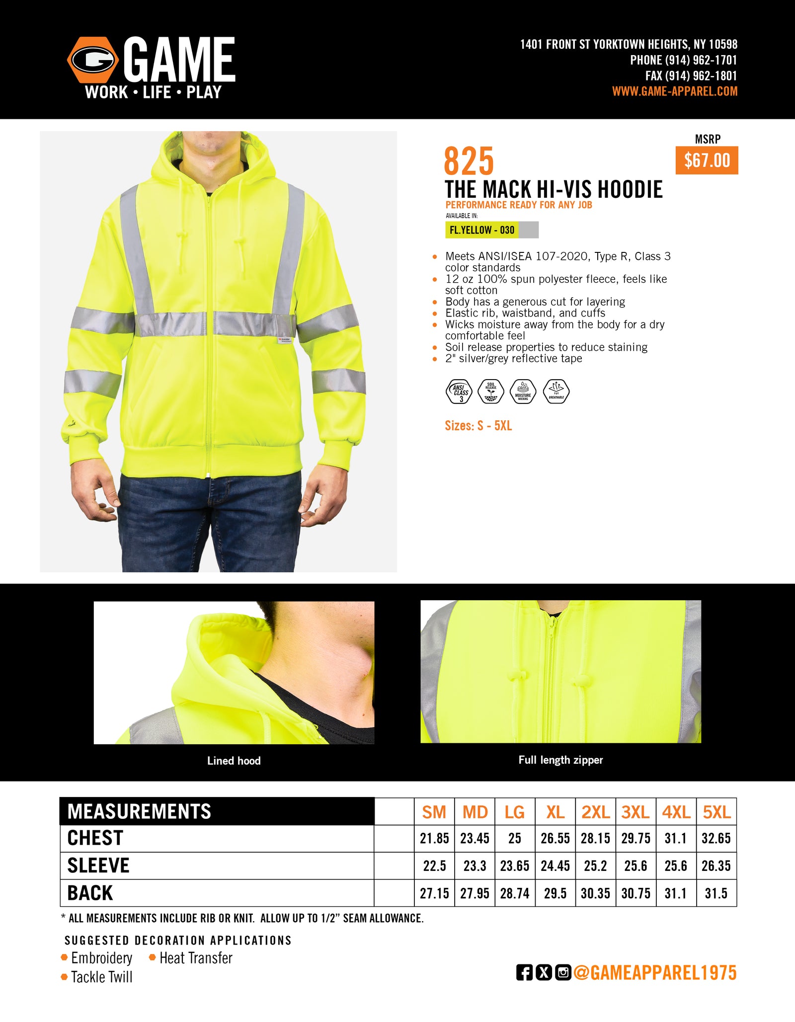 825 - THE MACK HI-VIS HOODIE spec sheet