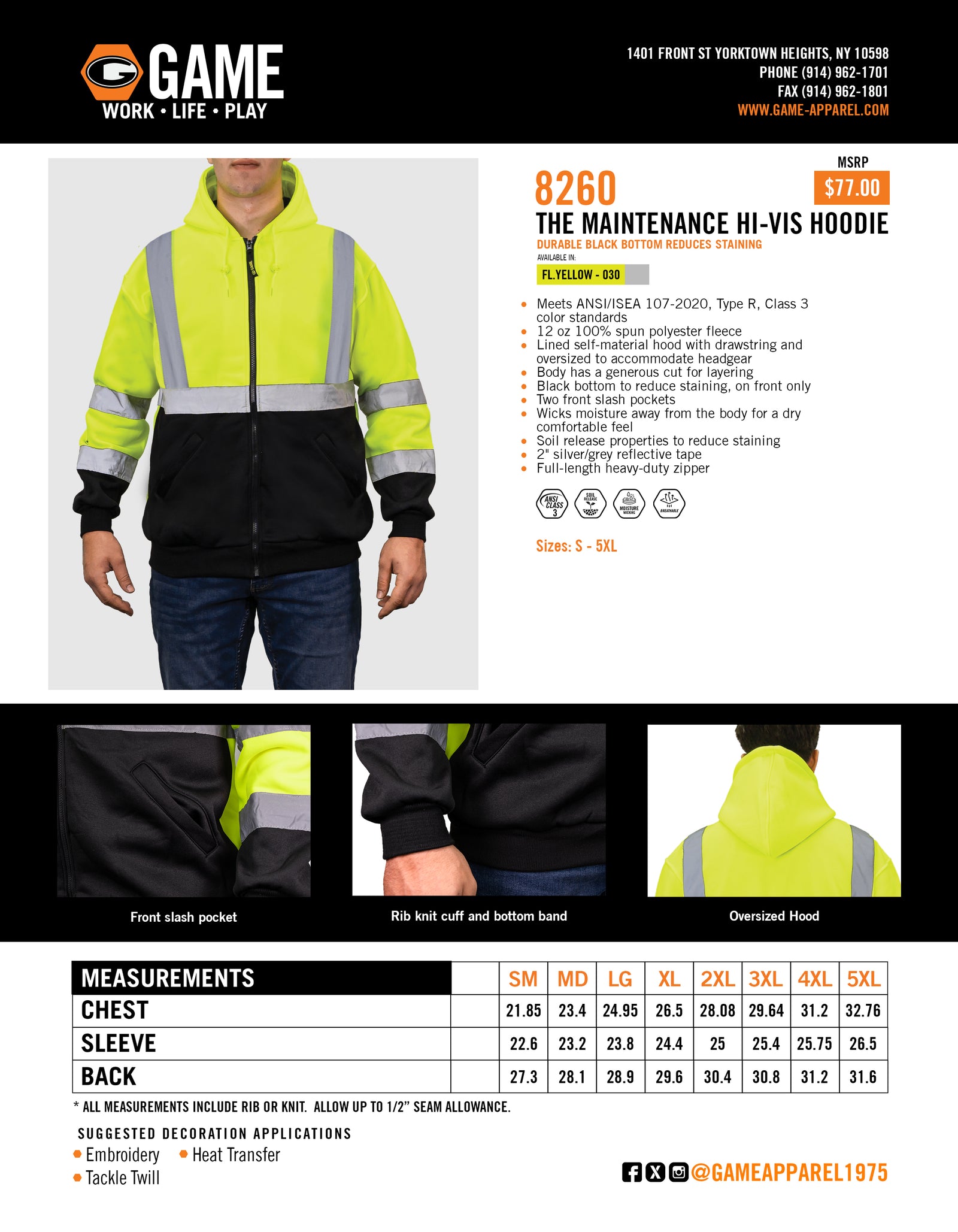 8260 - THE MAINTENANCE HI-VIS HOODIE spec sheet