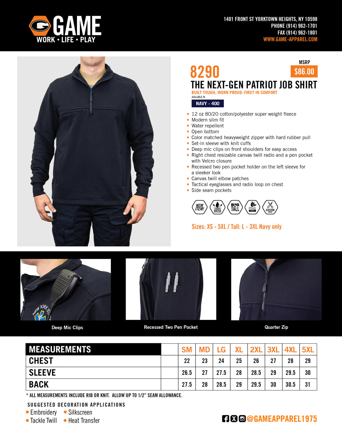 8290 - THE NEXT GEN PATRIOT JOB SHIRT spec sheet