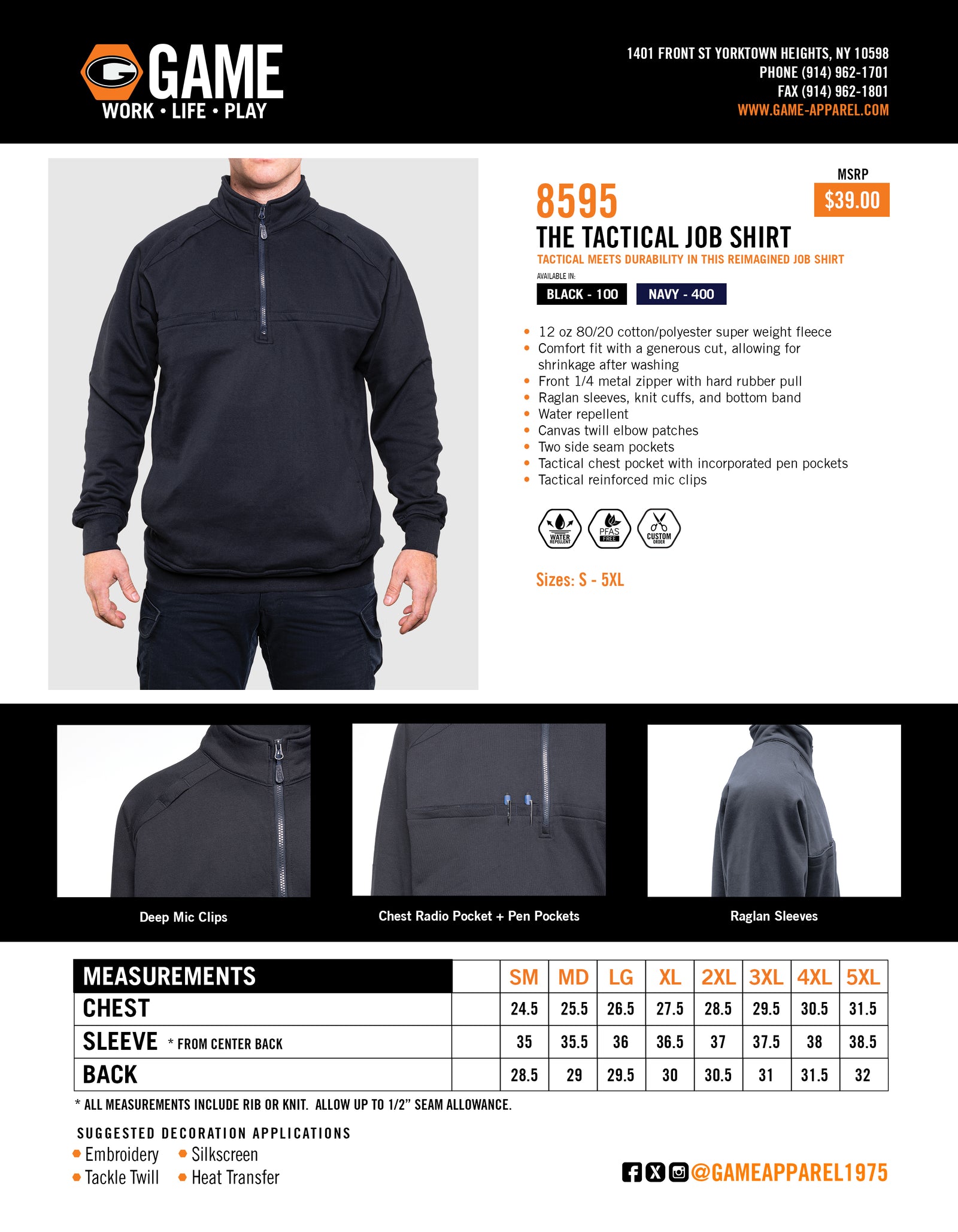 8595 - THE TACTICAL JOB SHIRT spec sheet