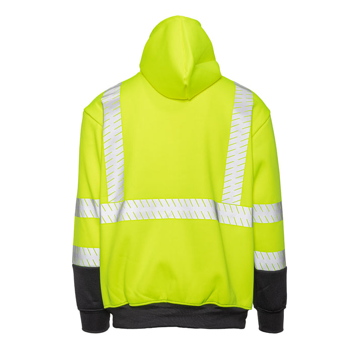 865E - THE HI-VIS FULL ZIP HOODIE WITH SEGMENTED REFLECTIVE TAPE, back
