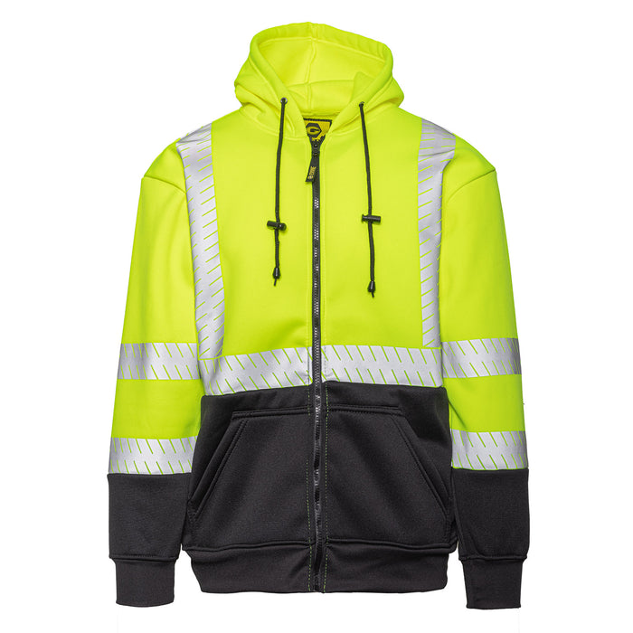 865E - THE HI-VIS FULL ZIP HOODIE WITH SEGMENTED REFLECTIVE TAPE, front