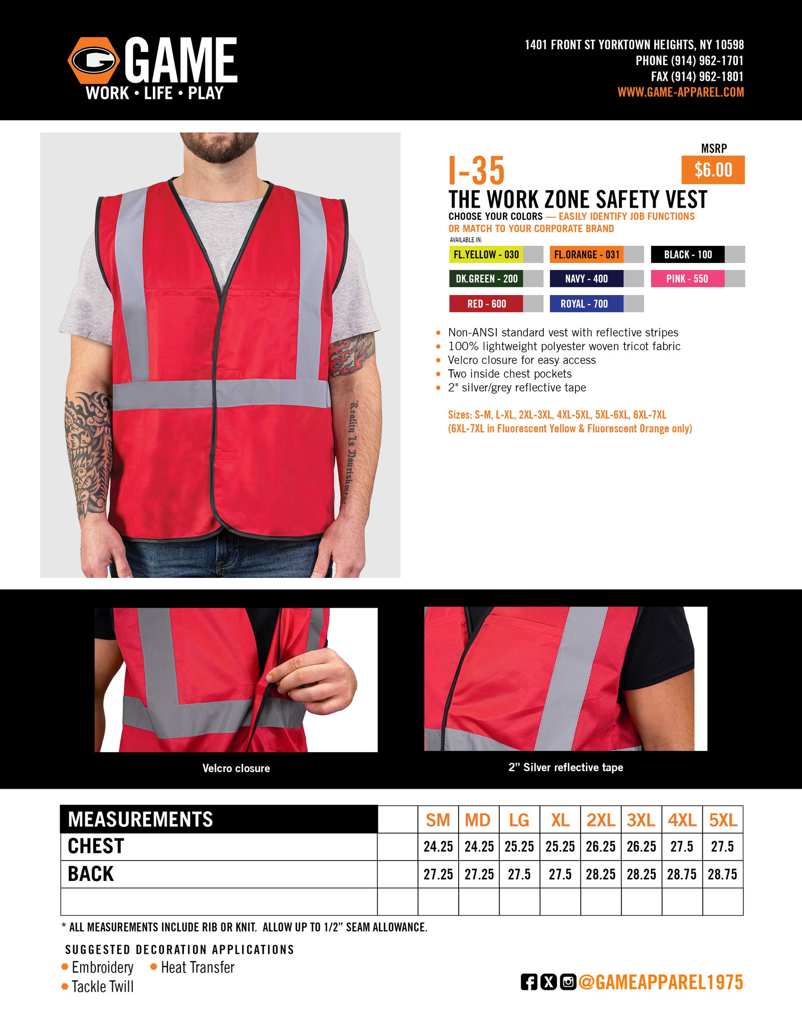 I-35E - THE WORK ZONE SAFETY VEST spec sheet
