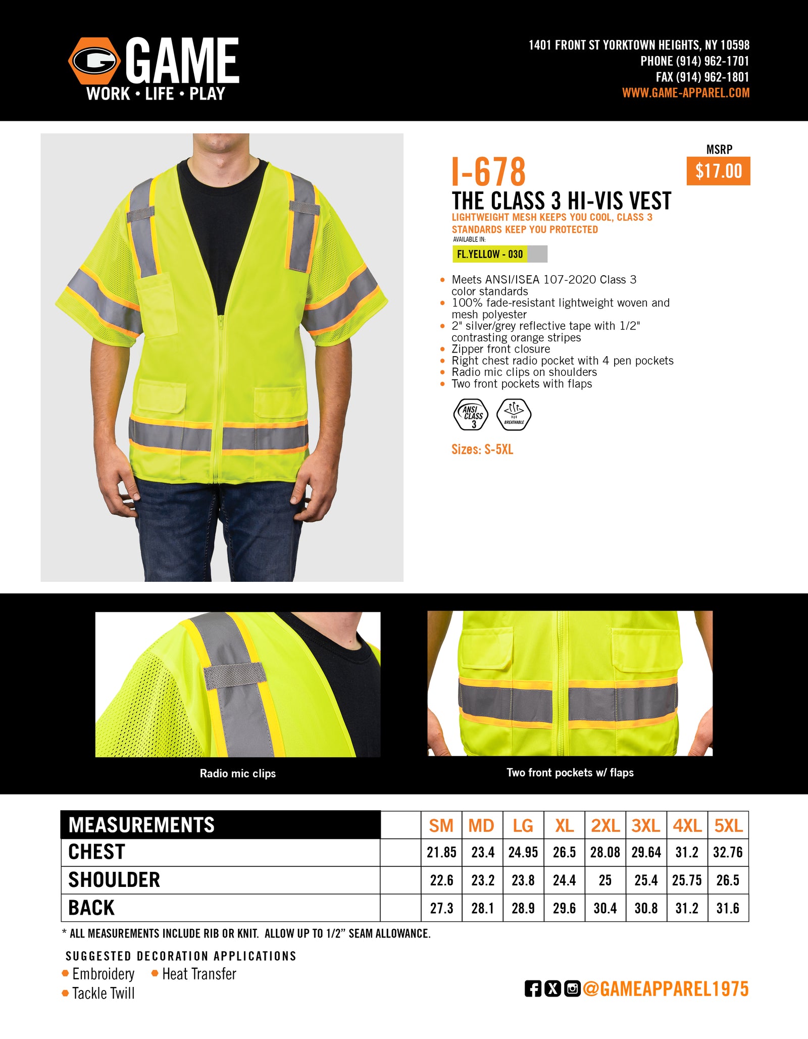 I-678E - THE CLASS 3 ECONO VEST spec sheet