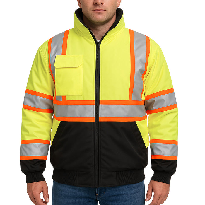 1385 - THE TWO-TONE BLACK BOTTOM HI-VIS BOMBER, front